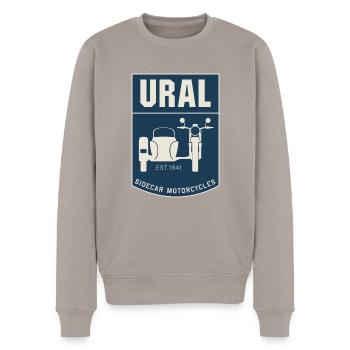 Ural sidecar motorcycles motocyclistes - Pull Premium bio Homme - taupe - Devant - Nico (187cm)