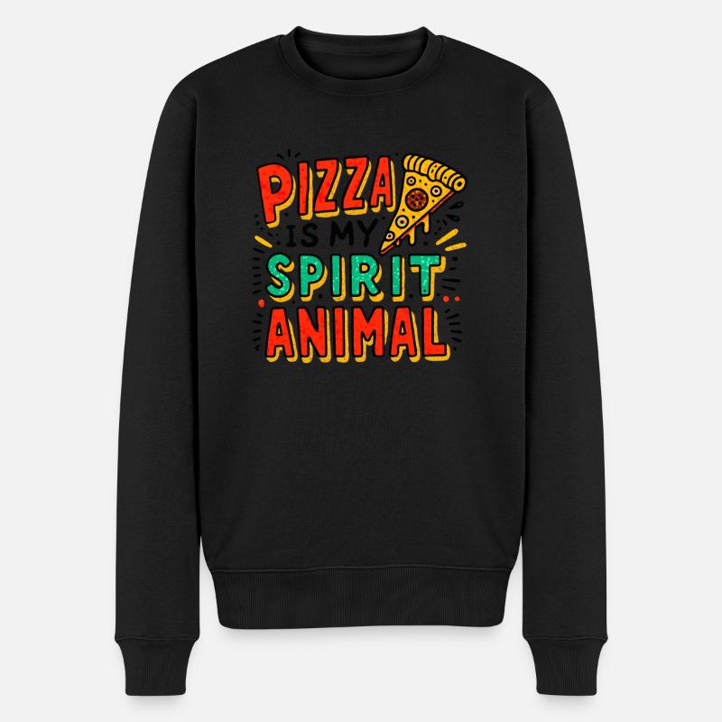 Pizza ist mein Seelentier - Männer Premium Bio Pullover - Schwarz