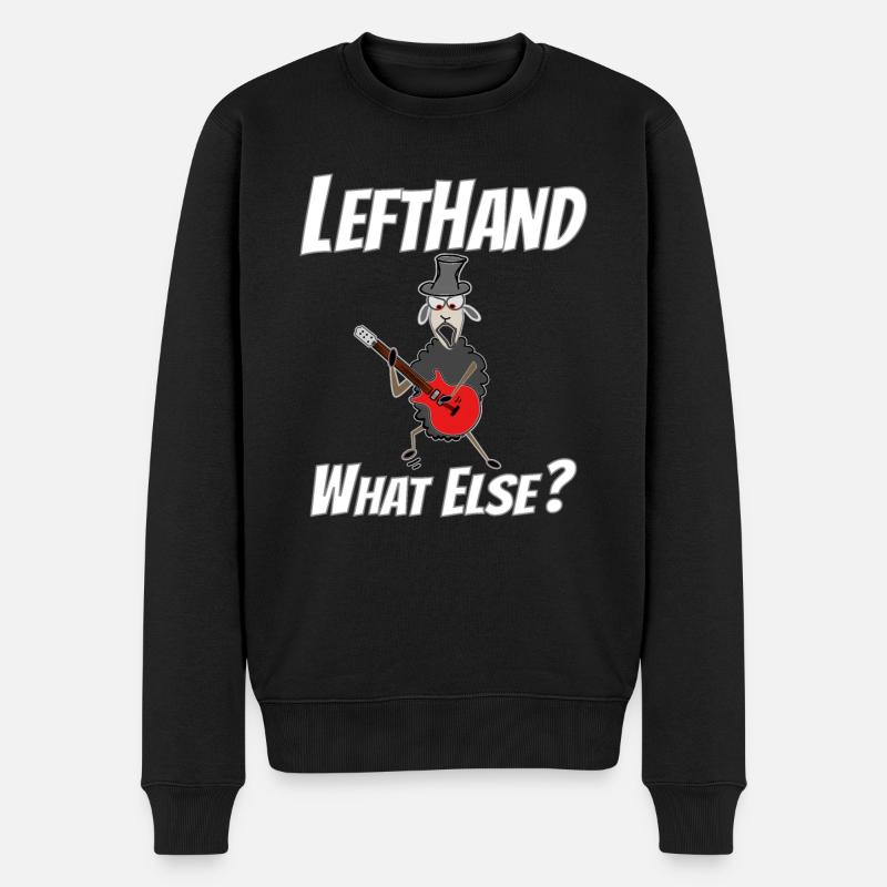 Lefthand what else?Linkshänder Gitarrist - Männer Premium Bio Pullover - Schwarz