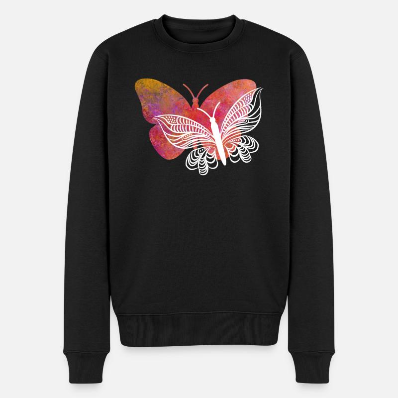 Ich liebe Schmetterlinge - Männer Premium Bio Pullover - Schwarz