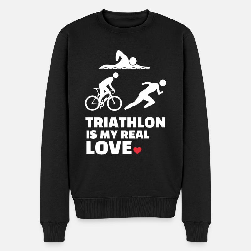 Ich Liebe Triathlon - Männer Premium Bio Pullover - Schwarz