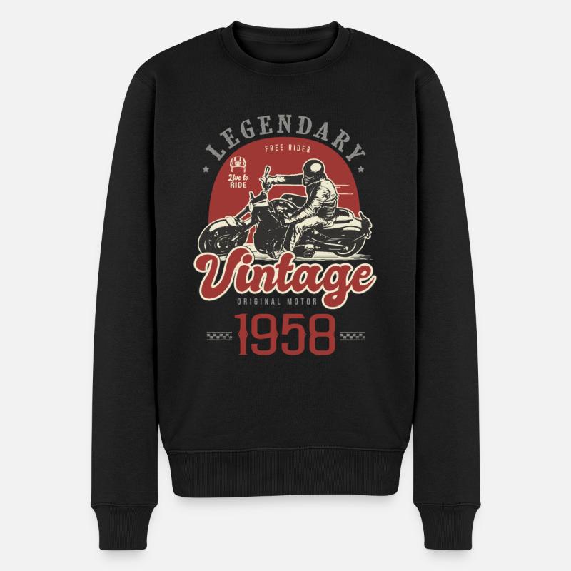 1958 Jubiläums-Oldtimer-Biker-Motorrad - Männer Premium Bio Pullover - Schwarz