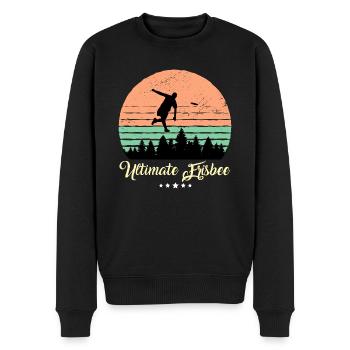 Ultimate Frisbee Vintage Retro Sunset - Men's Premium Organic Jumper - black - Front - Nico (187cm)