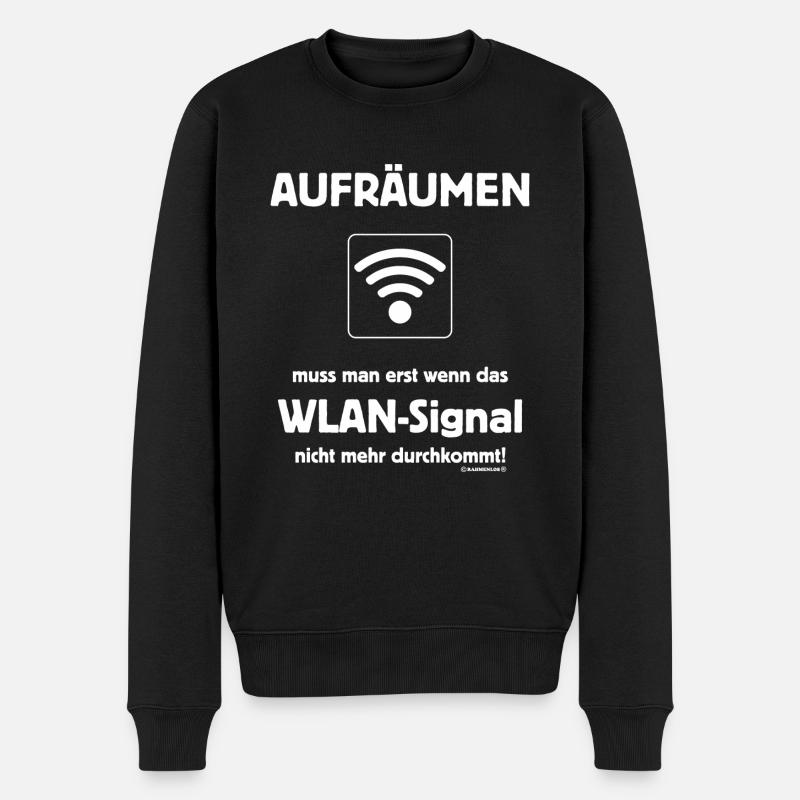 Aufräumen erst wenn WLAN Signal RAHMENLOS® - Männer Premium Bio Pullover - Schwarz
