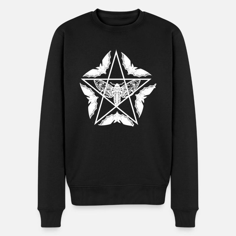 gothic,motte,fünfeck,blumen,rot,fledermaus,weiß - Männer Premium Bio Pullover - Schwarz