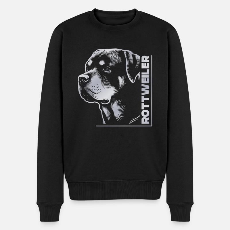 ROTTWEILER Zeichnung Kopf silber - Männer Premium Bio Pullover - Schwarz