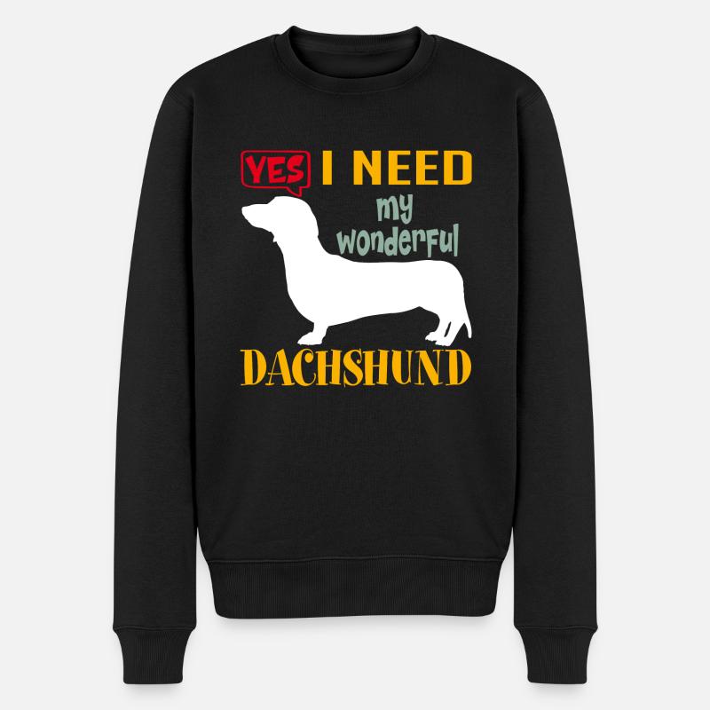 Ja ich brauche meinen wundervollen Dackel - Männer Premium Bio Pullover - Schwarz