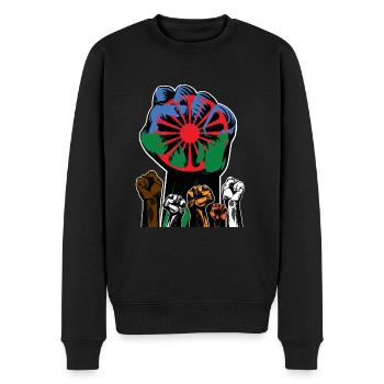SINTI UND ROMA REVOLUTION ANTIZIGANISMUS - Männer Premium Bio Pullover - Schwarz - Vorne - Nico (187cm)