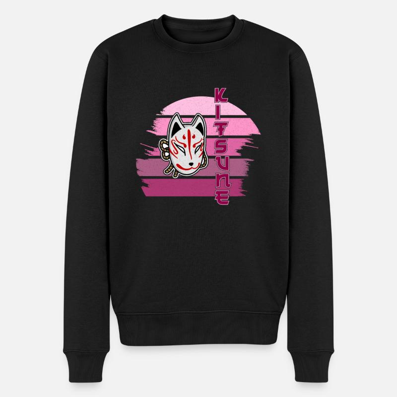 Japanische Tengu Hannya Kitsune Maske - Männer Premium Bio Pullover - Schwarz