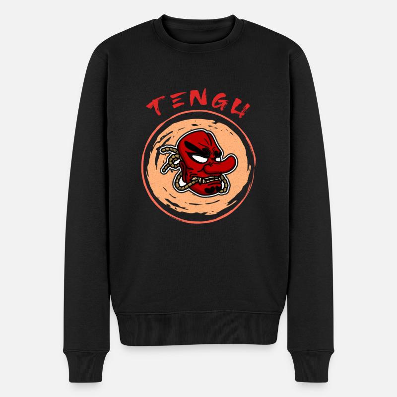 Masque japonais Tengu Hannya Kitsune - Pull Premium bio Homme - noir