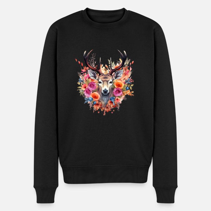 Ersatz Dirndl Hirschgeweih Hirsch - Männer Premium Bio Pullover - Schwarz
