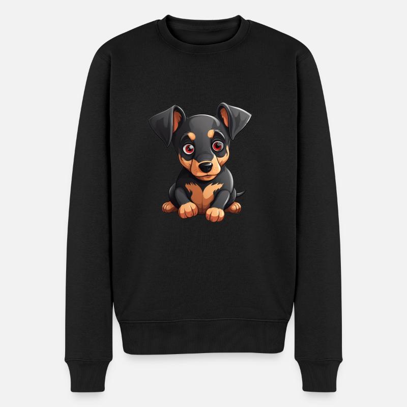 Dog Lover Dobermann Pinscher Hund Valentinstag - Männer Premium Bio Pullover - Schwarz
