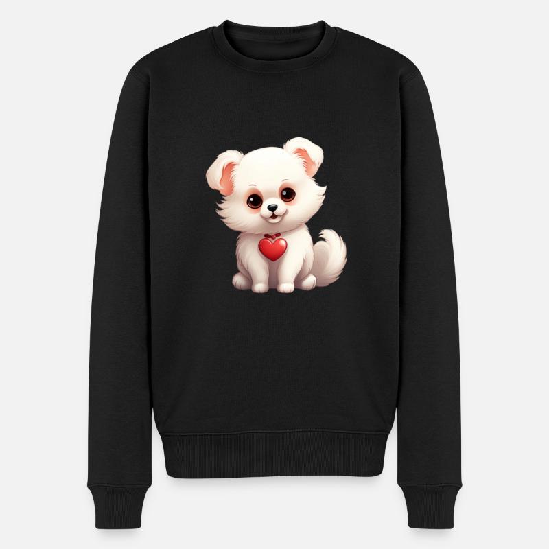 Poméranie chien maman Saint-Valentin - Pull Premium bio Homme - noir