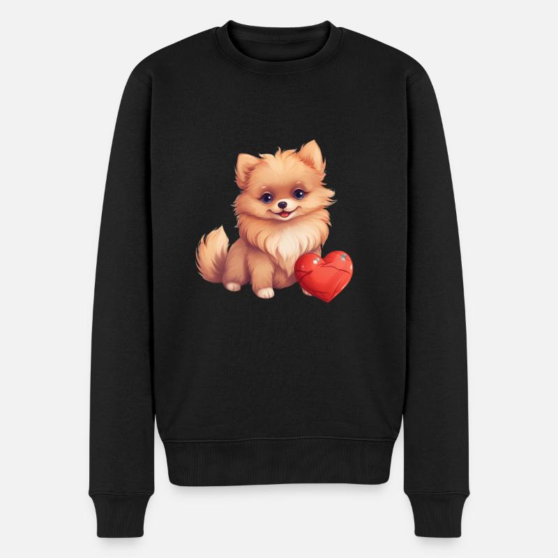Poméranie chien maman Saint-Valentin - Pull Premium bio Homme - noir