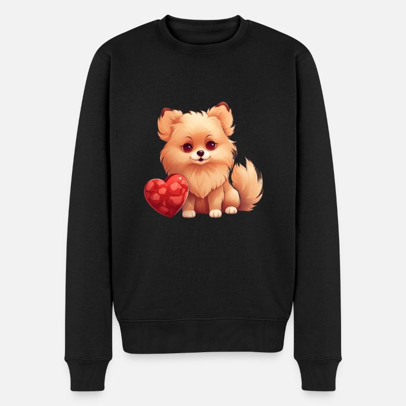 Poméranie chien maman Saint-Valentin - Pull Premium bio Homme - noir