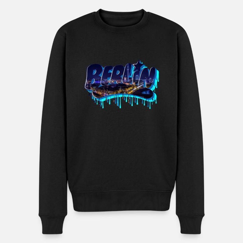 Berlin Graffiti Schriftzug - Männer Premium Bio Pullover - Schwarz