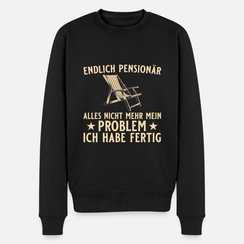 Pension Liegestuhl - Endlich Pensionär - Männer Premium Bio Pullover - Schwarz