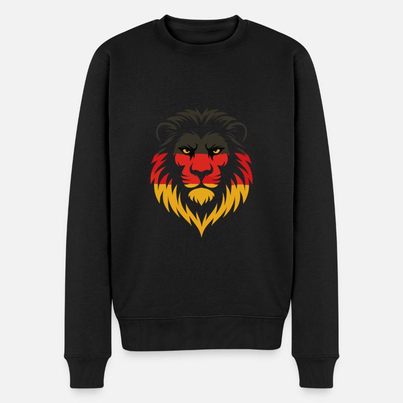Löwe in Deutschlandfarben – Stärke & Stolz - Männer Premium Bio Pullover - Schwarz