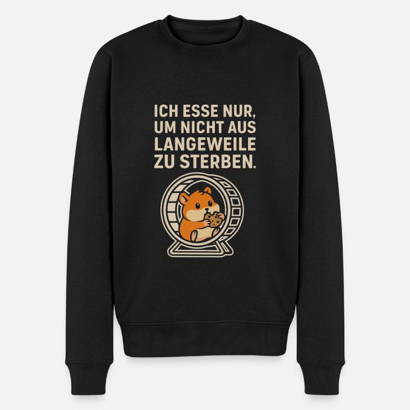 Ich esse nur aus Langeweile - Männer Premium Bio Pullover - Schwarz