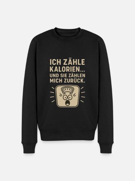 Kalorienzähler Waage Spruchshirt - Männer Premium Bio Pullover - Schwarz