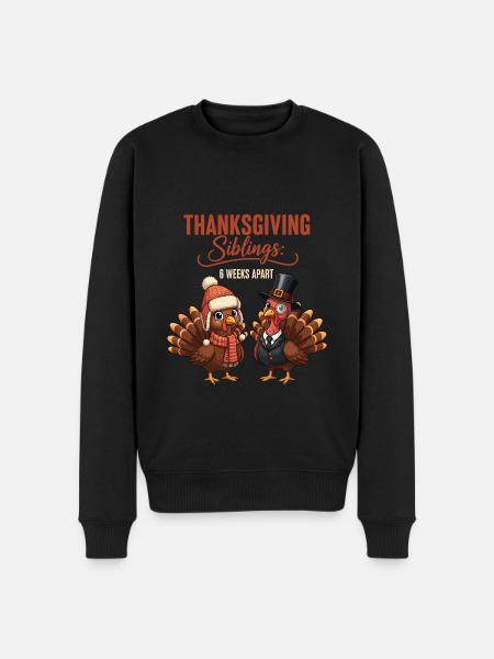 Thanksgiving Siblings - Men's Premium Organic Jumper - black
