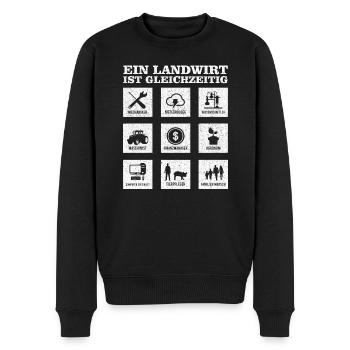 Landwirt Bauer Geschenk Spruch Landwirtschaft - Männer Premium Bio Pullover - Schwarz - Vorne - Nico (187cm)