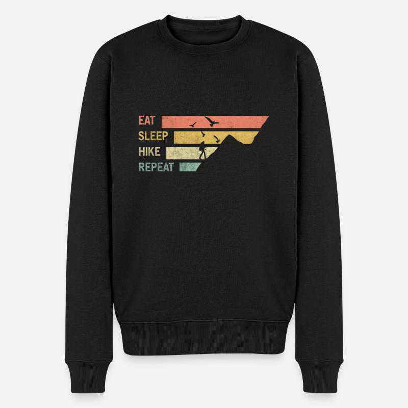 manger dormir randonnée répéter - Pull Premium bio Homme - noir