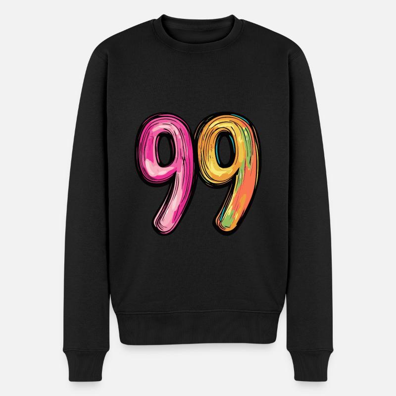 99 Zahl Comic - Männer Premium Bio Pullover - Schwarz