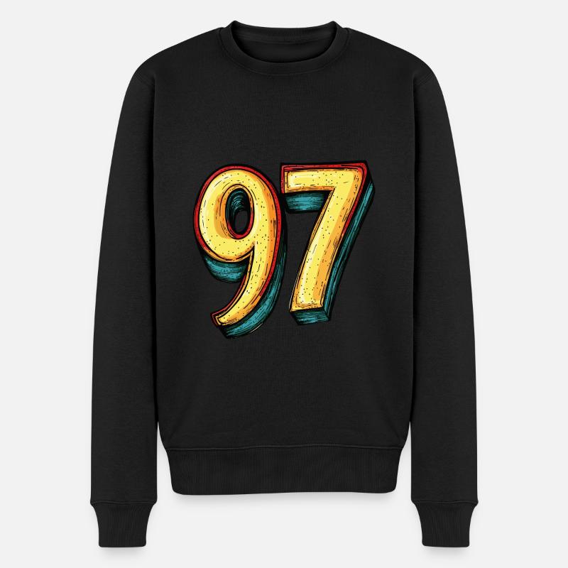 97 Zahl Comic - Männer Premium Bio Pullover - Schwarz