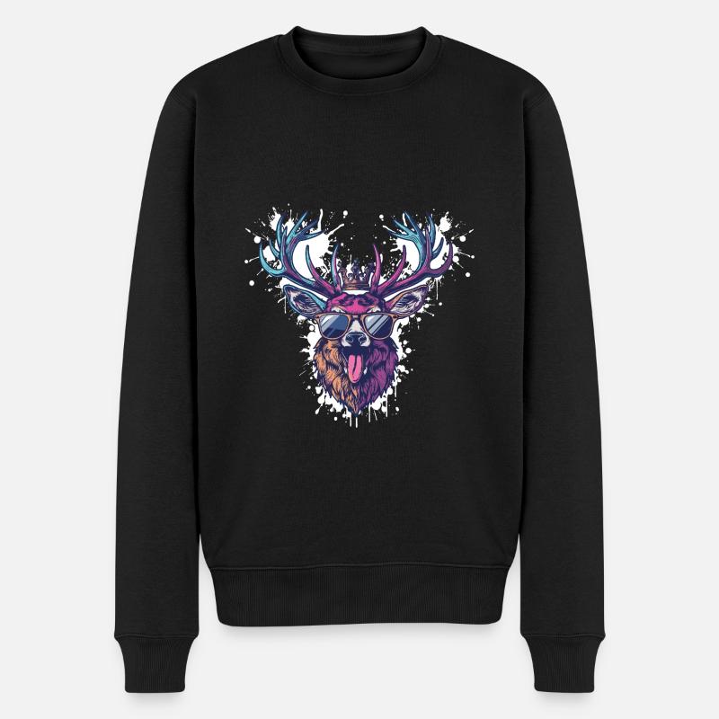 Cerf Drôle - Pull Premium bio Homme - noir