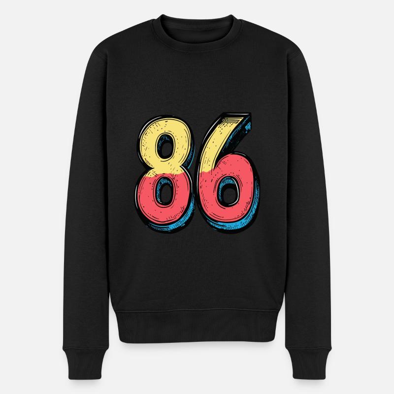 86 Zahl Comic - Männer Premium Bio Pullover - Schwarz