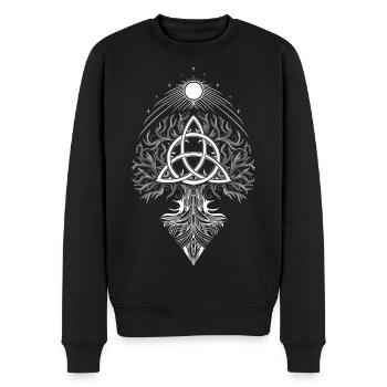 Yggdrasil Lebensbaum Triquetra - Männer Premium Bio Pullover - Schwarz - Vorne - Nico (187cm)