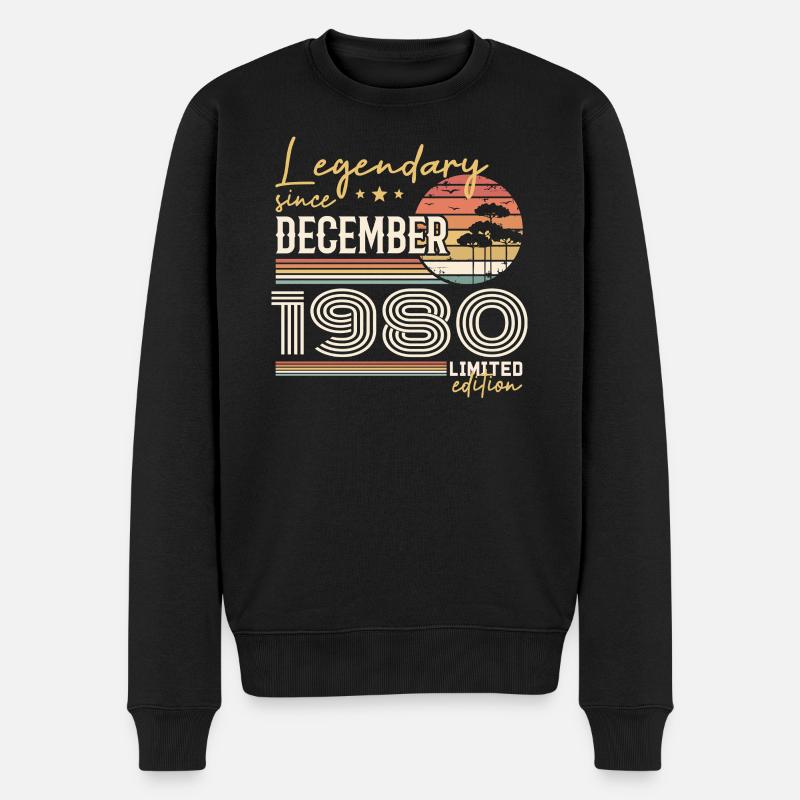 Cadeau 45e Anniversaire Décembre 1980 - Pull Premium bio Homme - noir