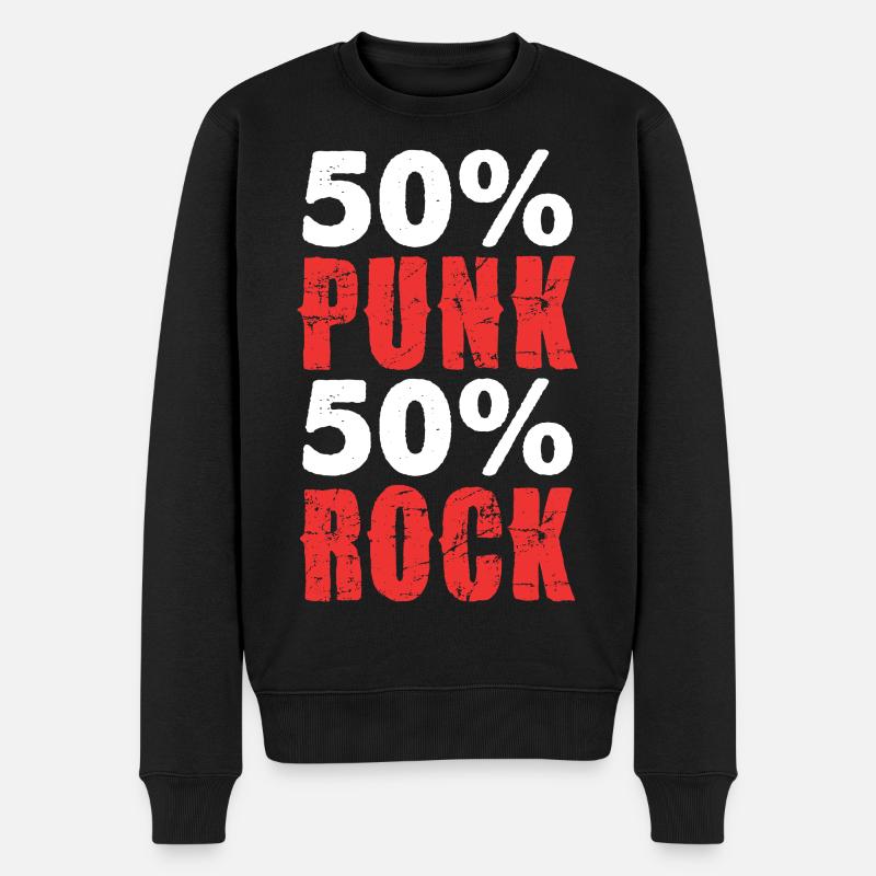50% Punk 50% Rock - Männer Premium Bio Pullover - Schwarz