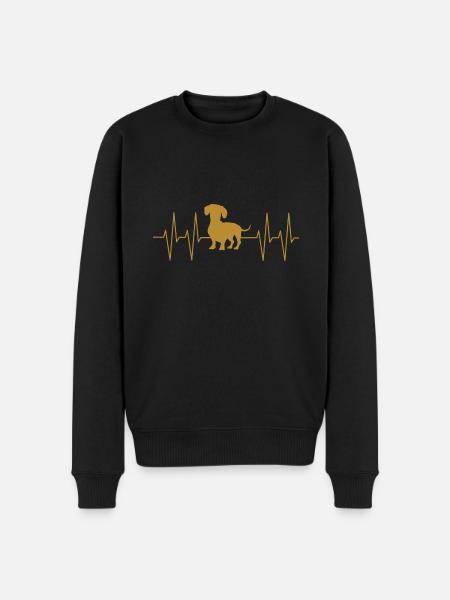 Teckel Teckel met hartlijn mijn teckel - Mannen Premium Bio sweater - zwart