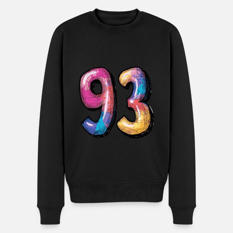 93 Zahl Comic - Männer Premium Bio Pullover - Schwarz