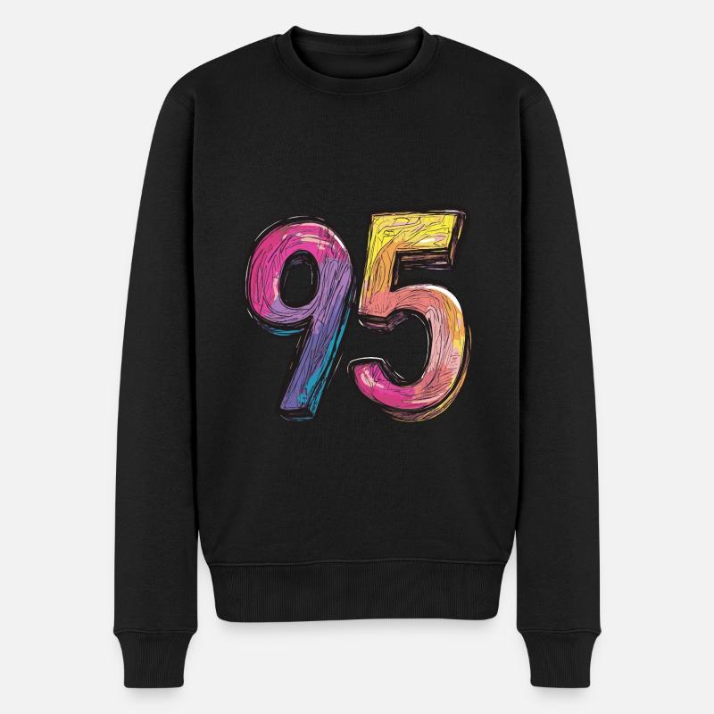 95 Zahl Comic - Männer Premium Bio Pullover - Schwarz