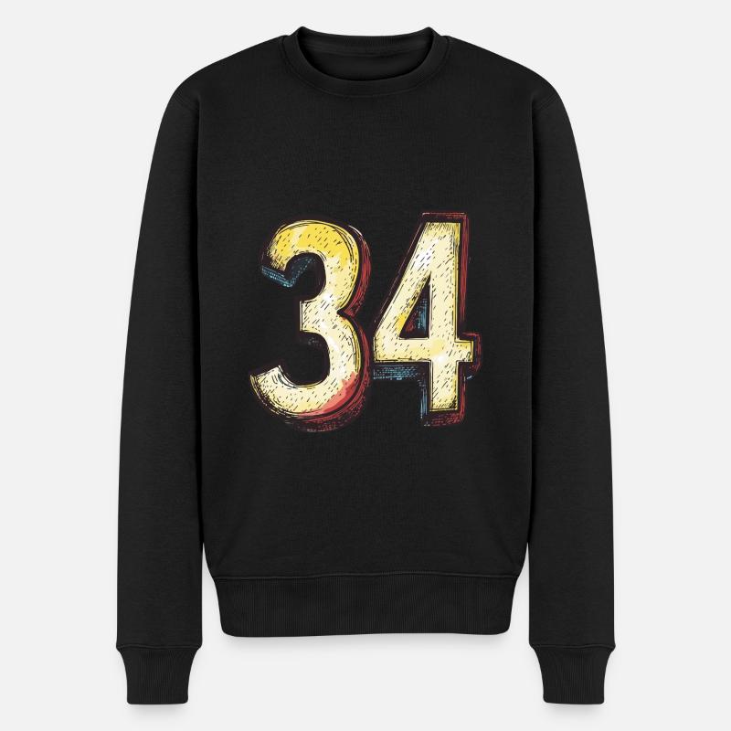 34 Zahl Comic - Männer Premium Bio Pullover - Schwarz