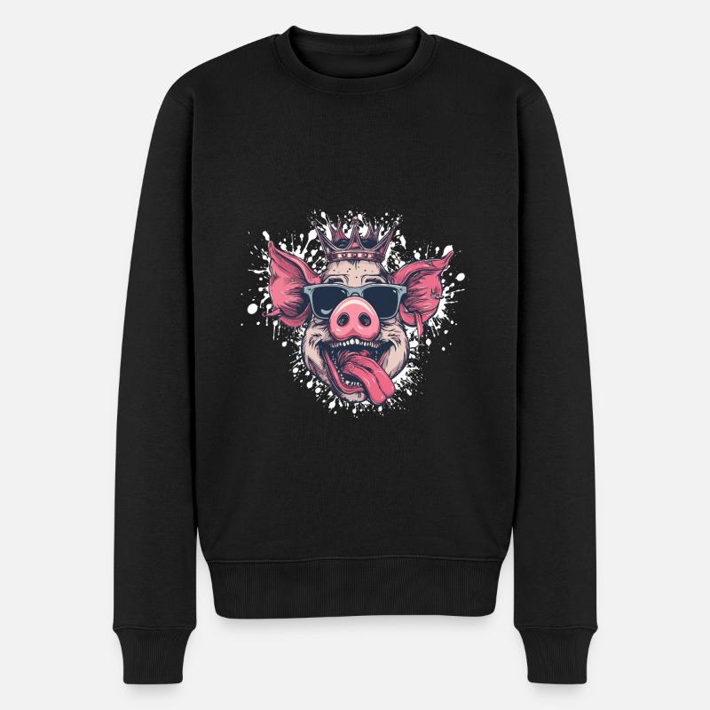 Schwein Lustig - Männer Premium Bio Pullover - Schwarz