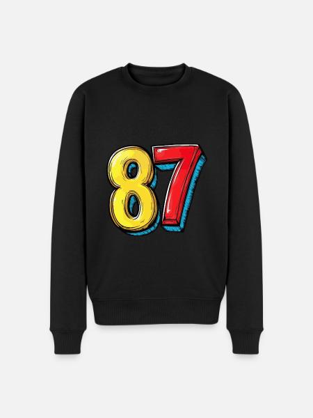 87 Zahl Comic - Männer Premium Bio Pullover - Schwarz