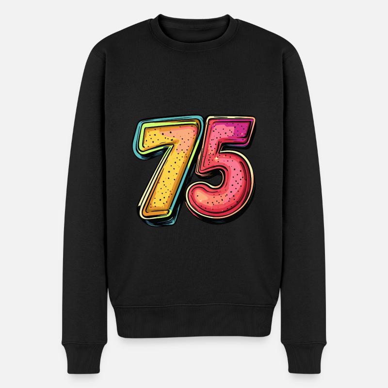 75 Zahl Comic - Männer Premium Bio Pullover - Schwarz