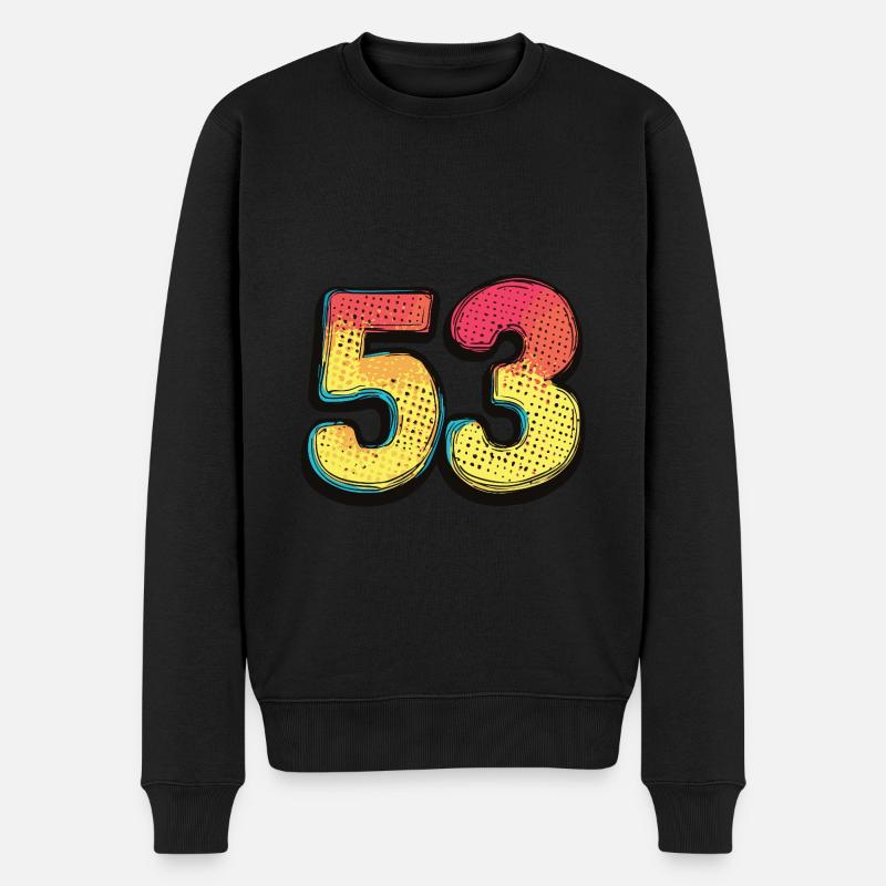 53 Zahl Comic - Männer Premium Bio Pullover - Schwarz