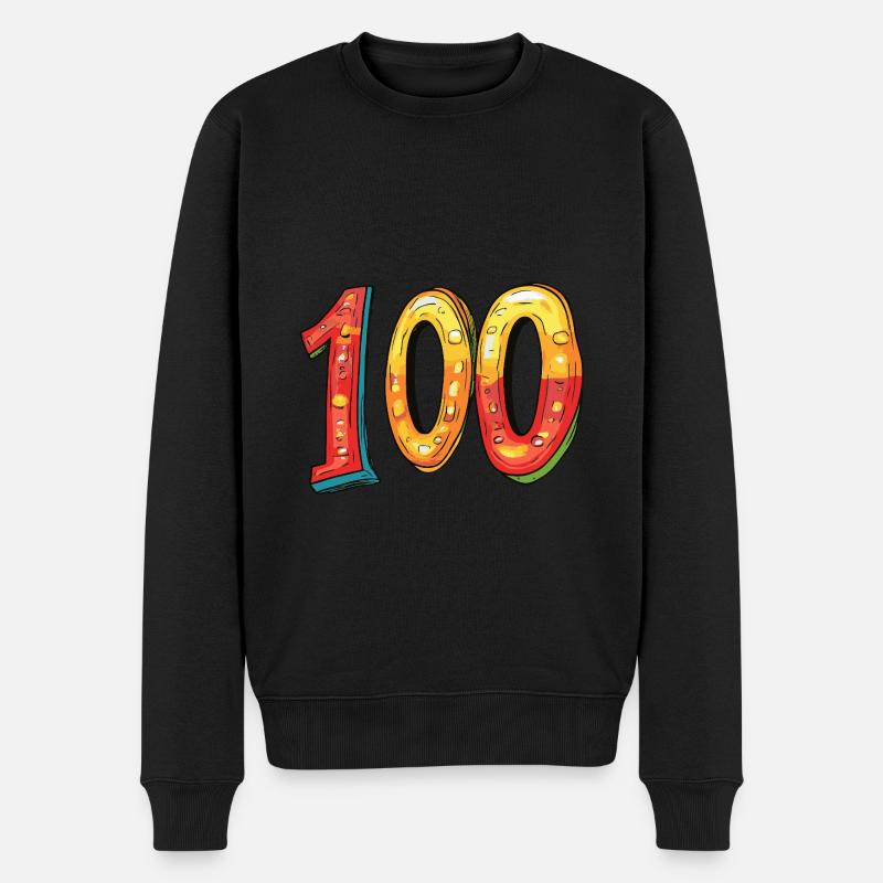 100 Zahl Comic - Männer Premium Bio Pullover - Schwarz