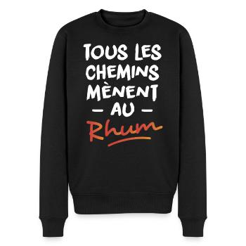 Tous les chemins mènent au rhum - Pull Premium bio Homme - noir - Devant - Nico (187cm)