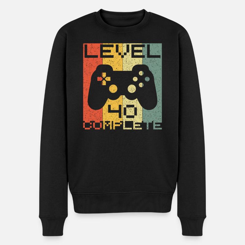 Level 40 complete - Männer Premium Bio Pullover - Schwarz