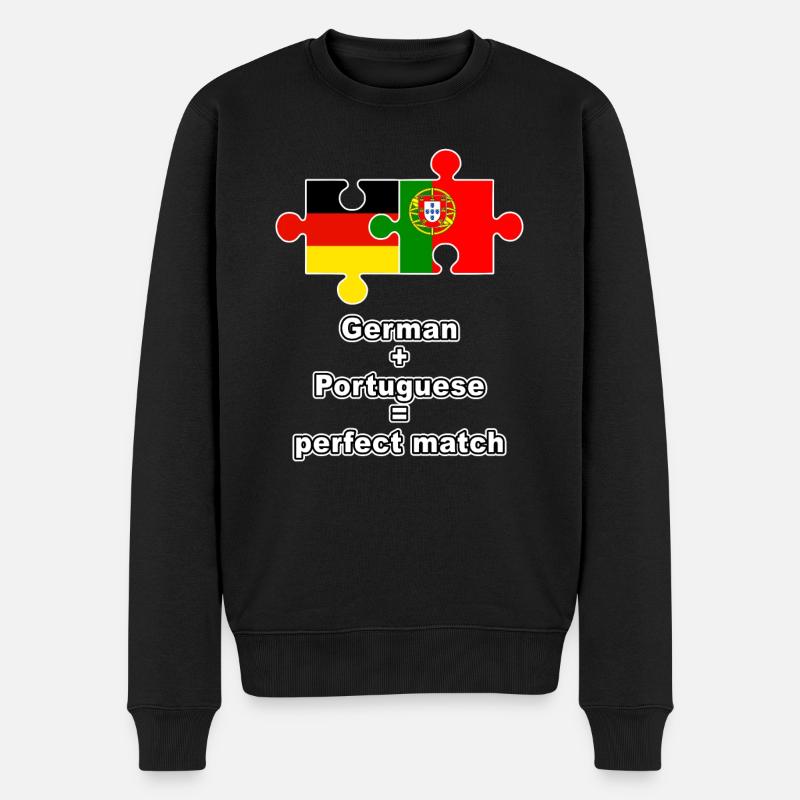 German Portuguese Puzzle - Männer Premium Bio Pullover - Schwarz