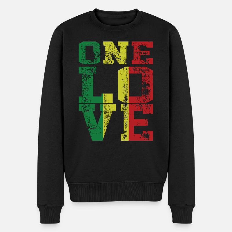 One Love eine liebe - Männer Premium Bio Pullover - Schwarz