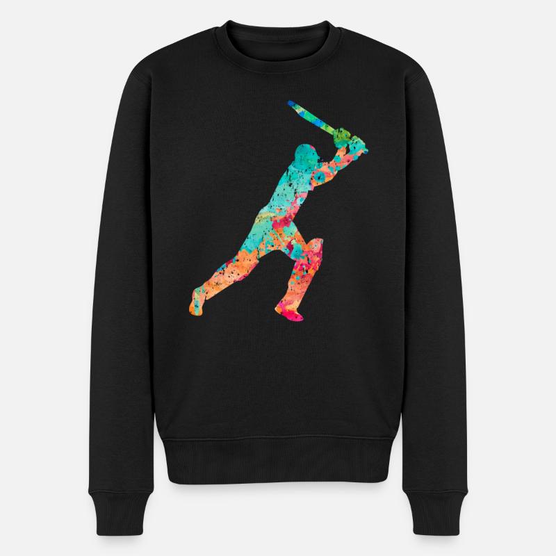 Cricket-Spieler in Popart - Männer Premium Bio Pullover - Schwarz