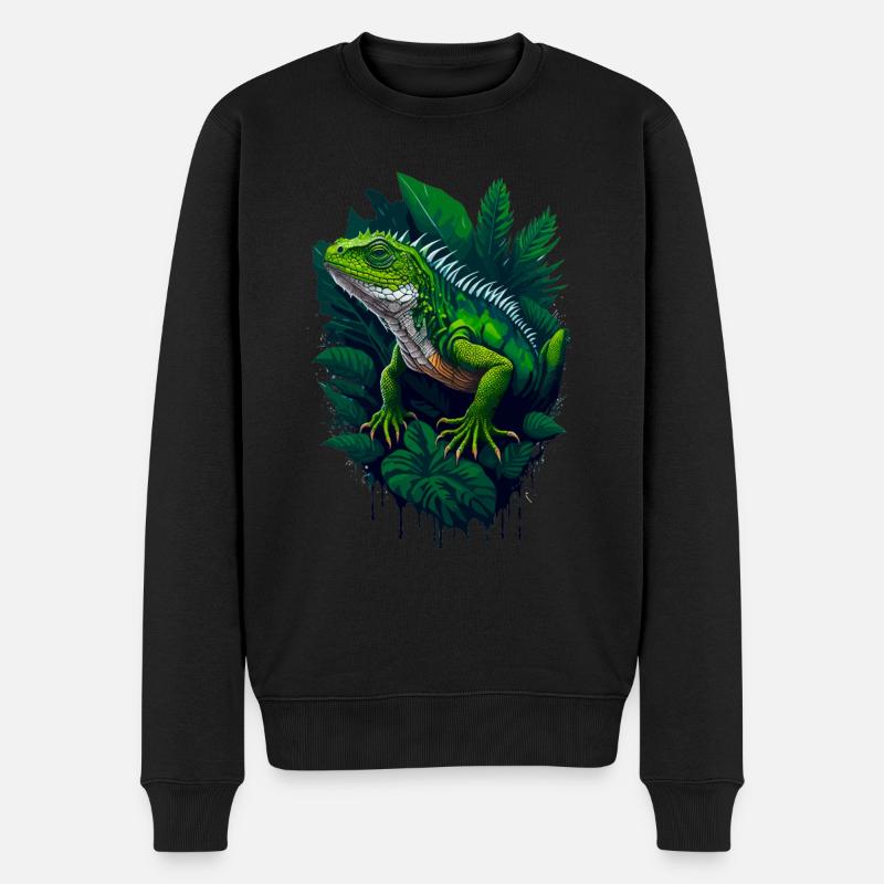 Reptilien-Leguan - Männer Premium Bio Pullover - Schwarz