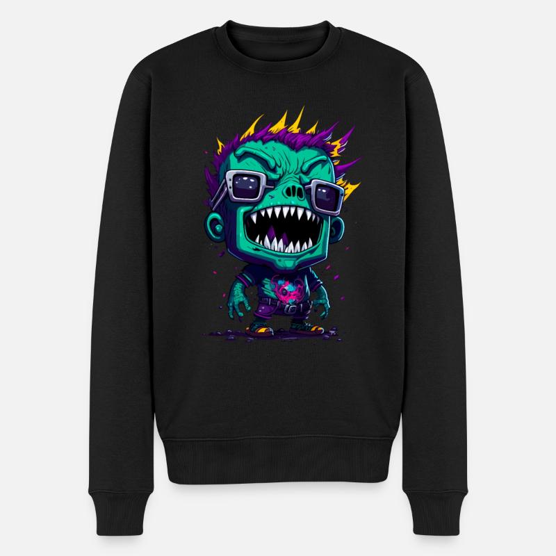 Bunter cooler Zombie - Männer Premium Bio Pullover - Schwarz